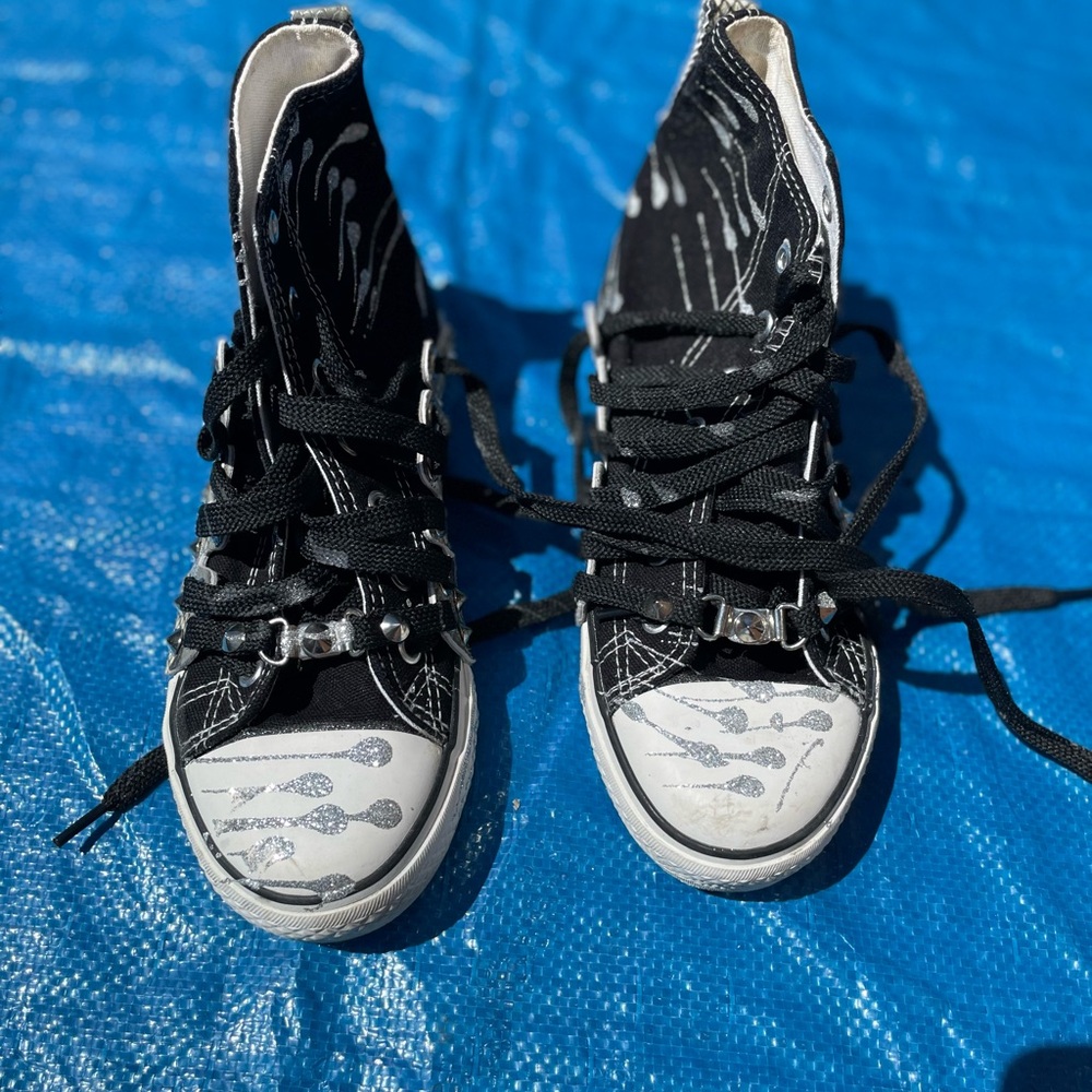 Black and White High-Top Sneakers
